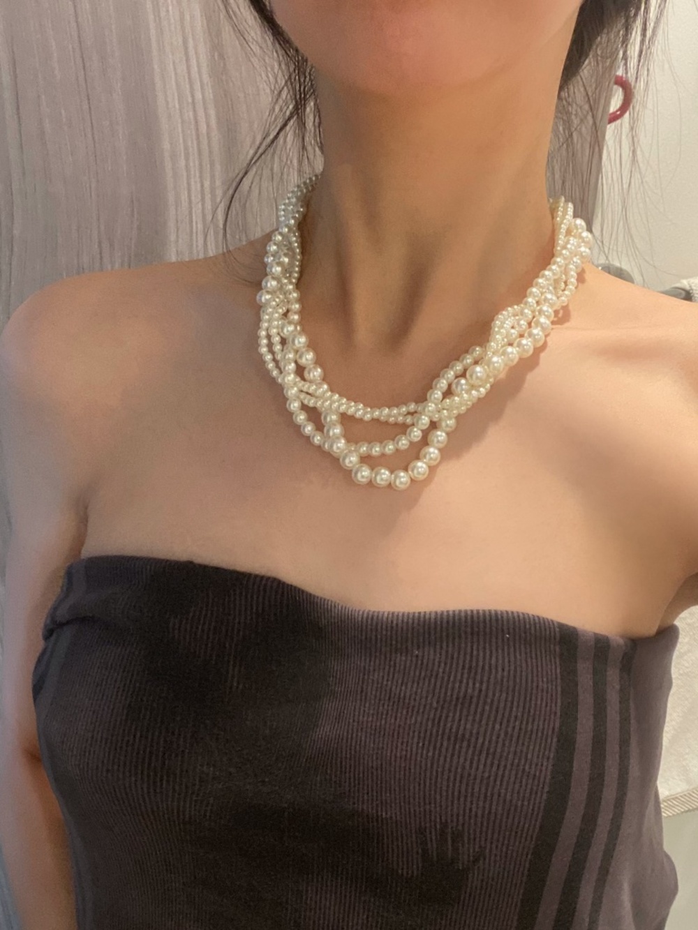 White Pearl Chunky Necklace Jewelry Accessory Old Money Elegant New